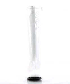 Pleaser Direct Gogo 300 White Patent Knee High Boots