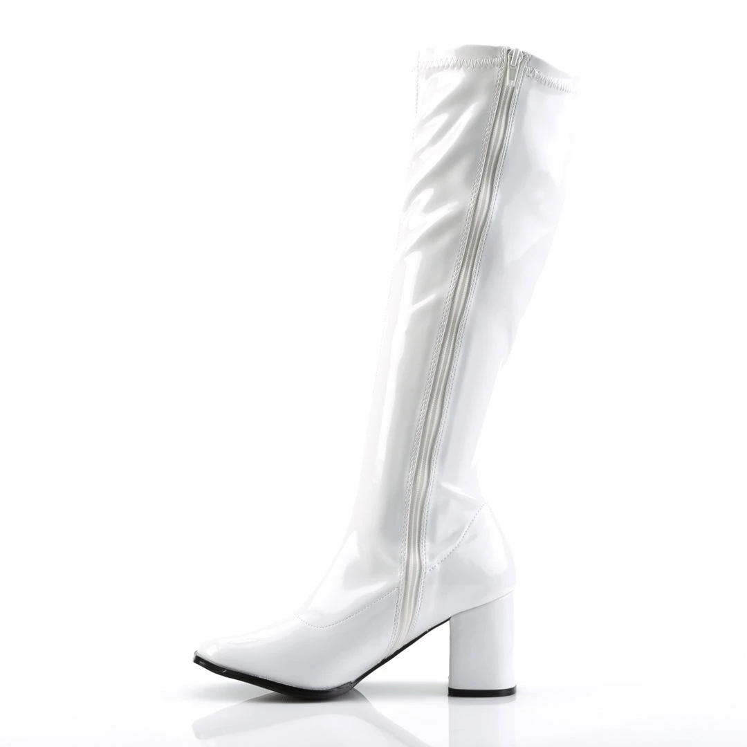 Pleaser Direct Gogo 300 White Patent Knee High Boots 3 Pleaser Direct Gogo 300 White Patent Knee High Boots