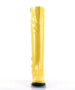 Pleaser Direct Gogo 300 Yellow Patent Knee High Boots