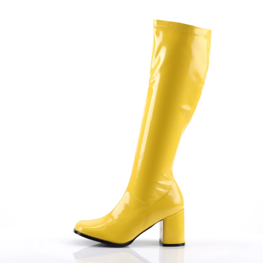 Pleaser Direct Gogo 300 Yellow Patent Knee High Boots 3 Pleaser Direct Gogo 300 Yellow Patent Knee High Boots