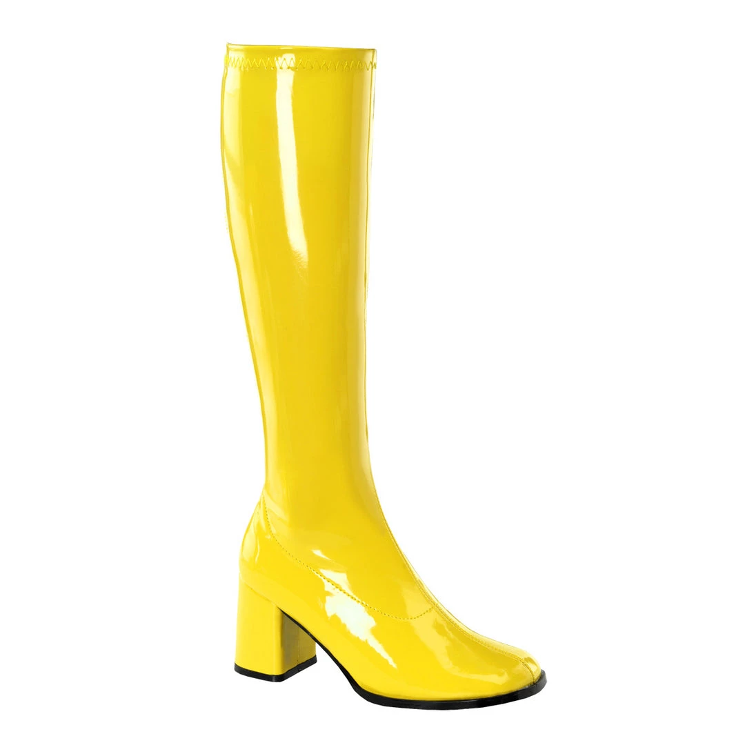 Pleaser Direct Gogo 300 Yellow Patent Knee High Boots 1 Pleaser Direct Gogo 300 Yellow Patent Knee High Boots