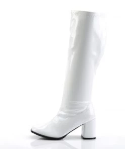 Pleaser Direct Larger Size Shoes Gogo 300WC Wide Fit White Patent Boots 7 Pleaser Direct Larger Size Shoes Gogo 300WC Wide Fit White Patent Boots