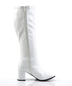 Pleaser Direct Larger Size Shoes Gogo 300WC Wide Fit White Patent Boots 9 Pleaser Direct Larger Size Shoes Gogo 300WC Wide Fit White Patent Boots
