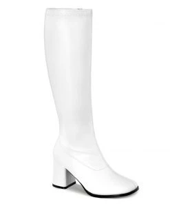 Pleaser Direct Larger Size Shoes Gogo 300WC Wide Fit White Matte Boots
