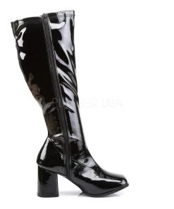 Pleaser Direct Gogo 300X Wide Calf Fit Black Patent Boots Larger Size Shoes 9 Pleaser Direct Gogo 300X Wide Calf Fit Black Patent Boots Larger Size Shoes