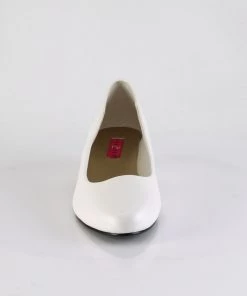 Pleaser Direct Gwen 01 White Matte Kitten Heels Larger Size Shoes