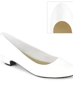 Pleaser Direct Gwen 01 White Matte Kitten Heels Larger Size Shoes