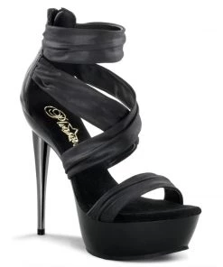 Pleaser Direct Impulse 558 Black Ruched Strappy Sandals
