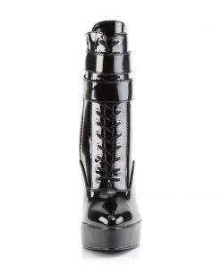 Pleaser Direct Indulge 1026 Black Patent Buckled Ankle Boots