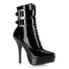 Pleaser Direct Indulge 1026 Black Patent Buckled Ankle Boots
