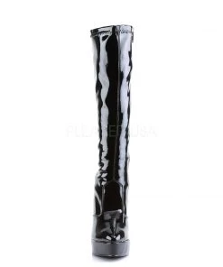 Pleaser Direct Indulge 2000 Black Patent Boots Larger Size Shoes