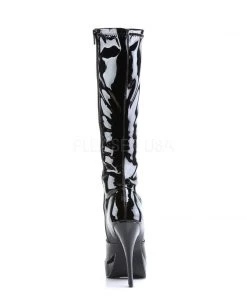 Pleaser Direct Indulge 2000 Black Patent Boots Larger Size Shoes