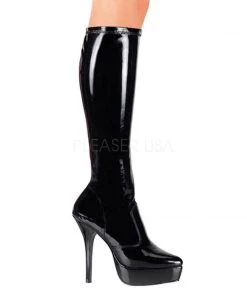Pleaser Direct Indulge 2000 Black Patent Boots Larger Size Shoes