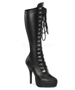Pleaser Direct Indulge 2024 Black Matte Lace Up Boots