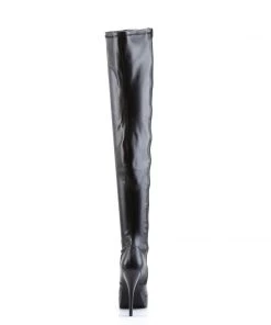 Pleaser Direct Indulge 3000 Black Faux Leather Thigh High Boots Larger Size Shoes