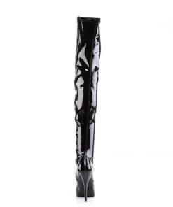 Pleaser Direct Indulge 3000 Black Patent Thigh High Boots