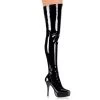 Pleaser Direct Indulge 3000 Black Patent Thigh High Boots