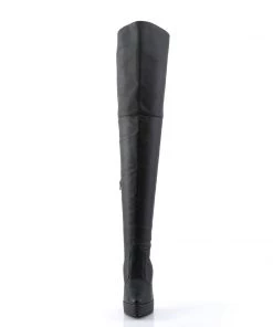 Pleaser Direct Indulge 3011 Black Leather Thigh High Boots Larger Size Shoes