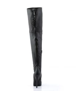 Pleaser Direct Indulge 3011 Black Leather Thigh High Boots Larger Size Shoes