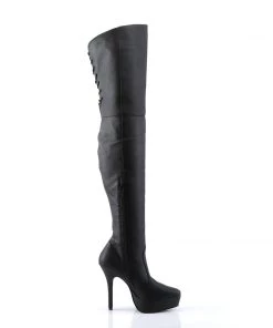 Pleaser Direct Indulge 3011 Black Leather Thigh High Boots Larger Size Shoes