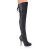 Pleaser Direct Indulge 3011 Black Leather Thigh High Boots Larger Size Shoes