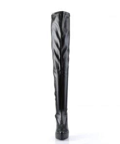 Pleaser Direct Larger Size Shoes Indulge 3063 Black Matte Thigh High Boots