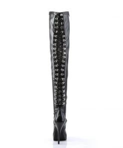 Pleaser Direct Larger Size Shoes Indulge 3063 Black Matte Thigh High Boots