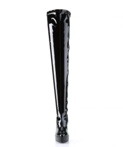 Pleaser Direct Indulge 3063 Black Patent Thigh High Boots Larger Size Shoes