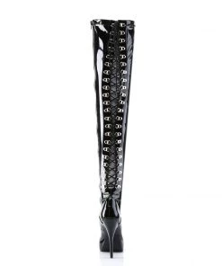 Pleaser Direct Indulge 3063 Black Patent Thigh High Boots Larger Size Shoes