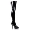 Pleaser Direct Indulge 3063 Black Patent Thigh High Boots Larger Size Shoes