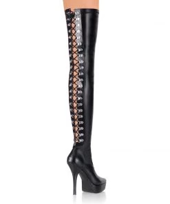 Pleaser Direct Larger Size Shoes Indulge 3063 Black Matte Thigh High Boots