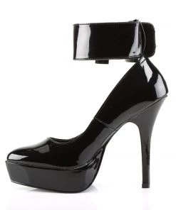 Pleaser Direct Indulge 534 Black Patent Ankle Cuff Platforms Larger Size Shoes