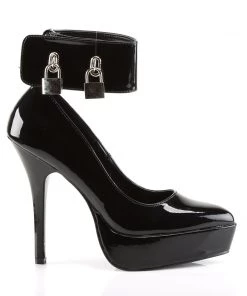 Pleaser Direct Indulge 534 Black Patent Ankle Cuff Platforms Larger Size Shoes