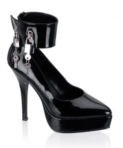 Pleaser Direct Indulge 534 Black Patent Ankle Cuff Platforms Larger Size Shoes