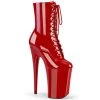 Pleaser Direct Infinity 1020 Red Faux Leather Platform Ankle Boots