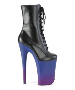 Pleaser Direct Infinity 1020BP Black & Purple Ombre Platform Ankle Boots Platform Shoes