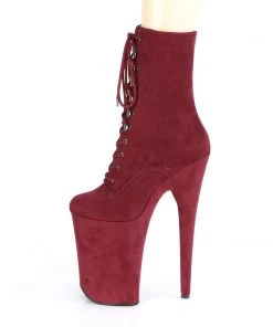 Pleaser Direct Infinity 1020FS Burgundy Faux Suede Platform Ankle Boots