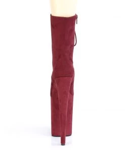 Pleaser Direct Infinity 1020FS Burgundy Faux Suede Platform Ankle Boots
