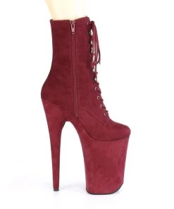 Pleaser Direct Infinity 1020FS Burgundy Faux Suede Platform Ankle Boots