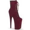 Pleaser Direct Infinity 1020FS Burgundy Faux Suede Platform Ankle Boots