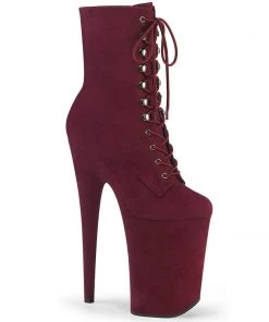 Pleaser Direct Infinity 1020FS Burgundy Faux Suede Platform Ankle Boots