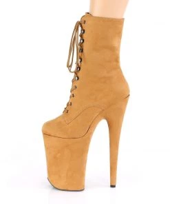 Pleaser Direct Infinity 1020FS Tan Faux Suede Platform Ankle Boots Platform Shoes