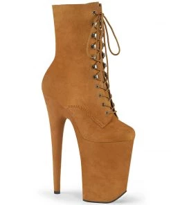 Pleaser Direct Infinity 1020FS Tan Faux Suede Platform Ankle Boots Platform Shoes