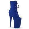 Pleaser Direct Platform Shoes Infinity 1020FS Blue Faux Suede Platform Ankle Boots