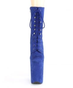 Pleaser Direct Platform Shoes Infinity 1020FS Blue Faux Suede Platform Ankle Boots
