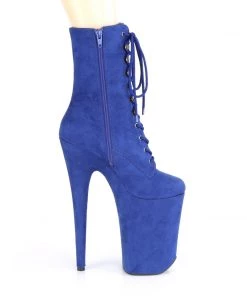 Pleaser Direct Platform Shoes Infinity 1020FS Blue Faux Suede Platform Ankle Boots