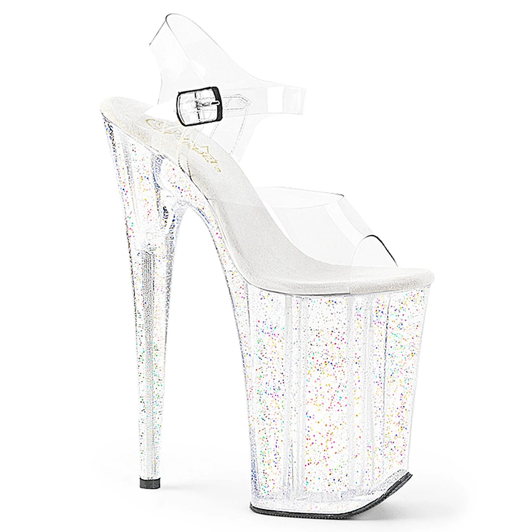 Pleaser Direct Infinity 908MG Clear Glitter Platforms 1 Pleaser Direct Infinity 908MG Clear Glitter Platforms