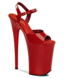 Pleaser Direct Infinity 909 Red Patent Platforms