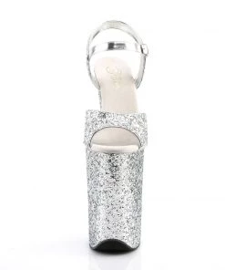 Pleaser Direct Infinity 910LG Silver Glitter Platforms