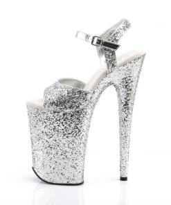 Pleaser Direct Infinity 910LG Silver Glitter Platforms
